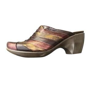 NWOT NAOT -women’s 9/40 leather slip on metallic multicolored mules
